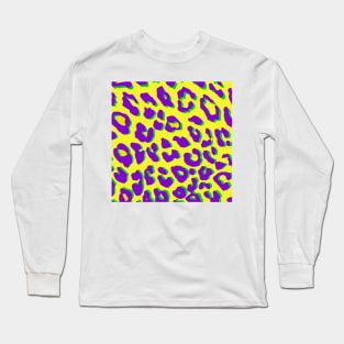 Leopard Print Purple Yellow Green Long Sleeve T-Shirt